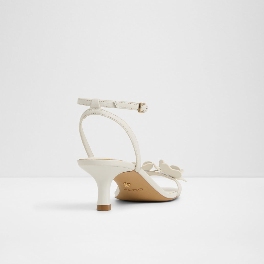 Sandálias em pele branco, salto em funil - DAISYROSE