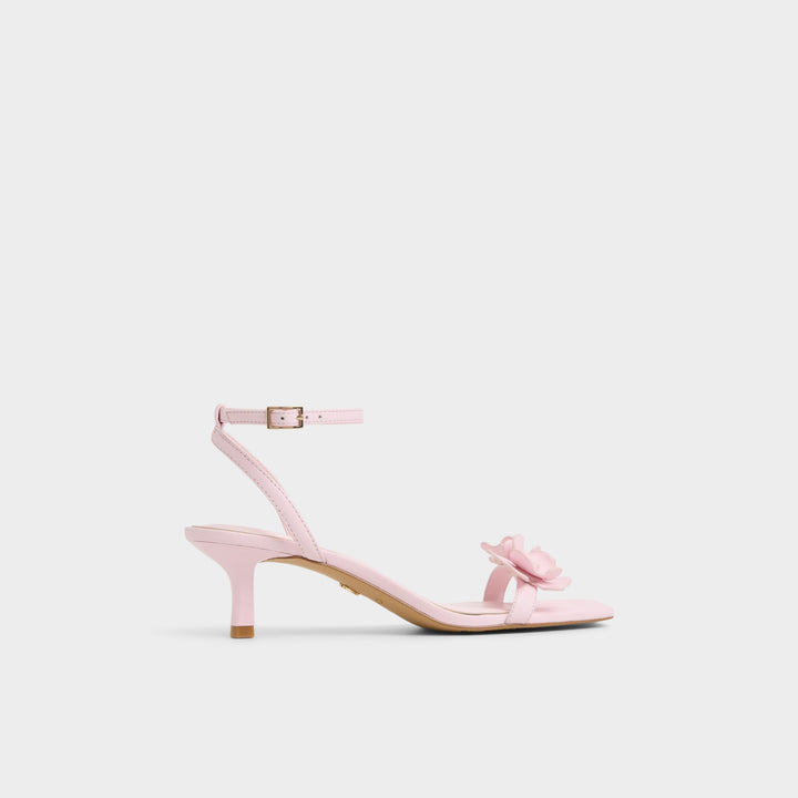 Sandálias em pele rosa, salto em funil - DAISYROSE