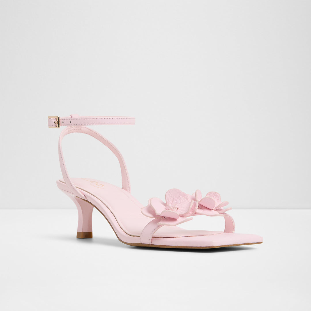 Sandálias em pele rosa, salto em funil - DAISYROSE