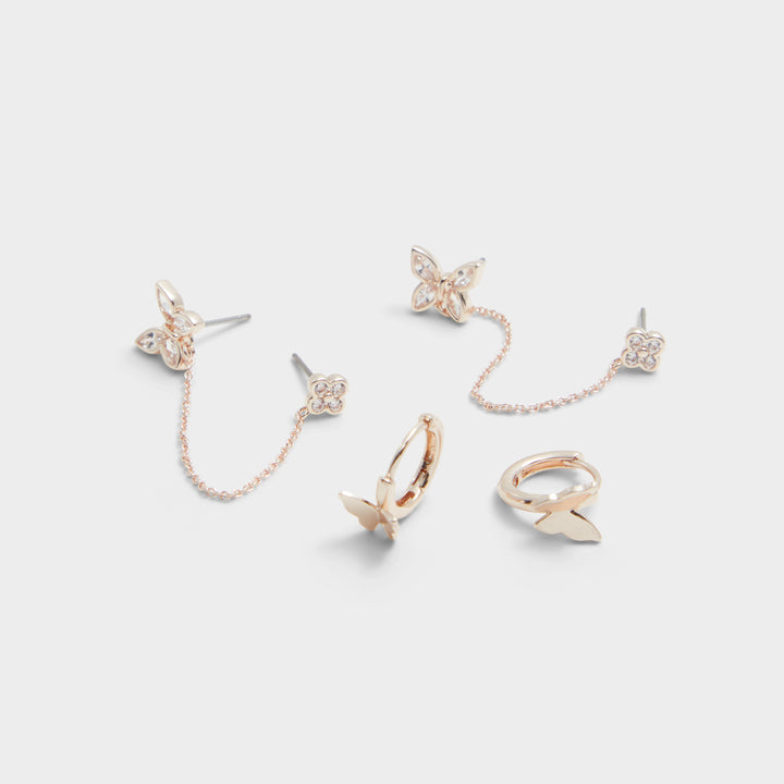 Brincos longos em rosa dourado - DANISA