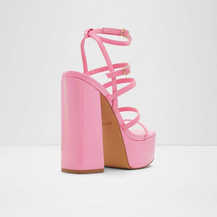 Sandálias em verniz rosa, salto em bloco com plataforma - DARLING