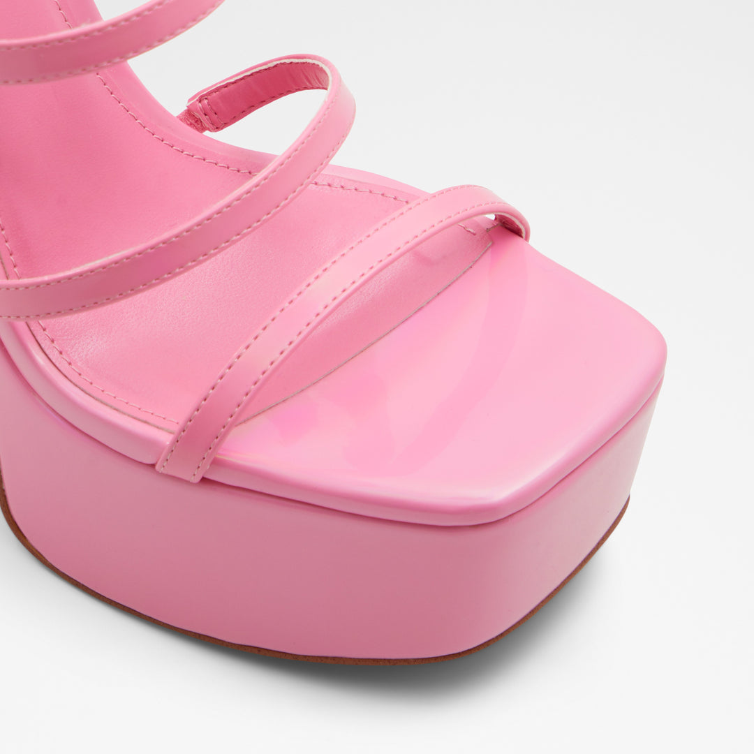 Sandálias em verniz rosa, salto em bloco com plataforma - DARLING