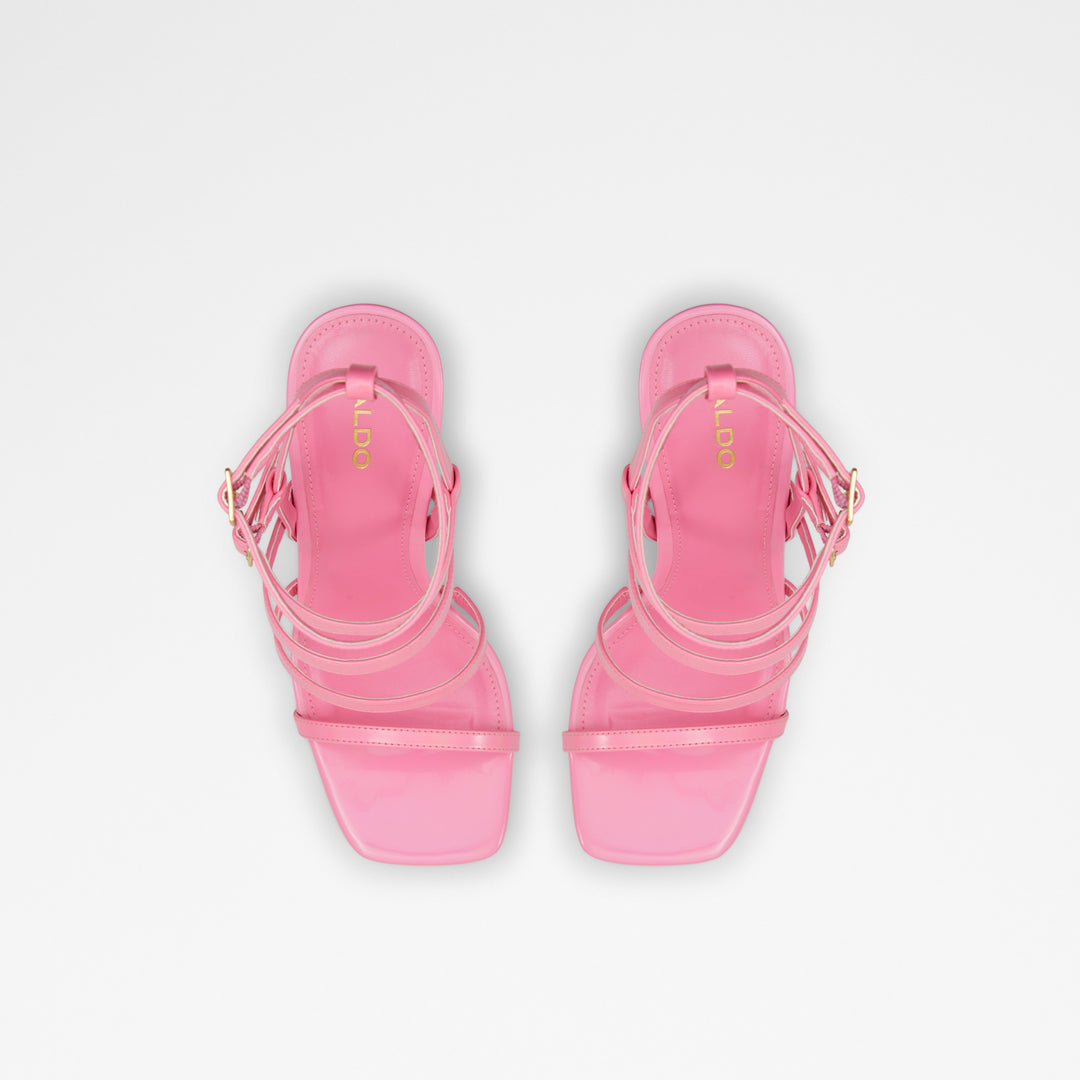 Sandálias em verniz rosa, salto em bloco com plataforma - DARLING
