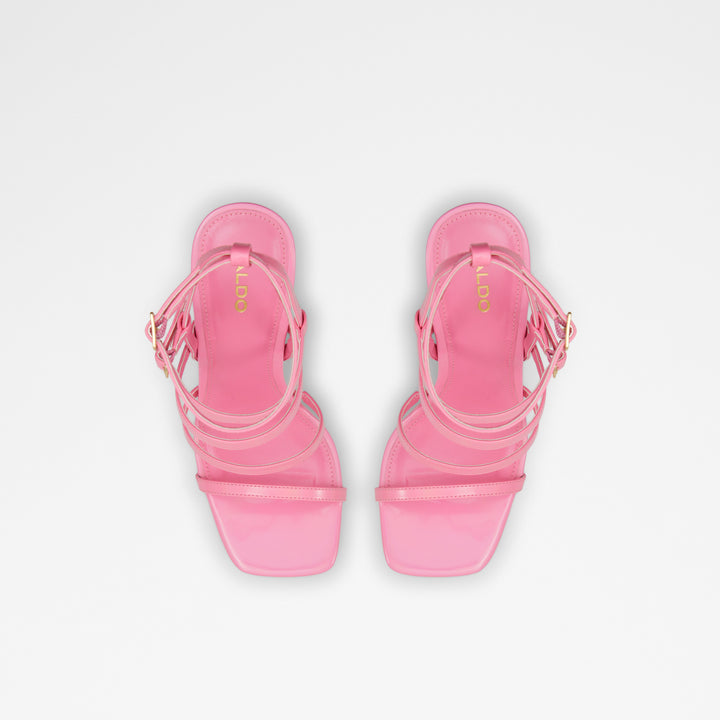 Sandálias em verniz rosa, salto em bloco com plataforma - DARLING