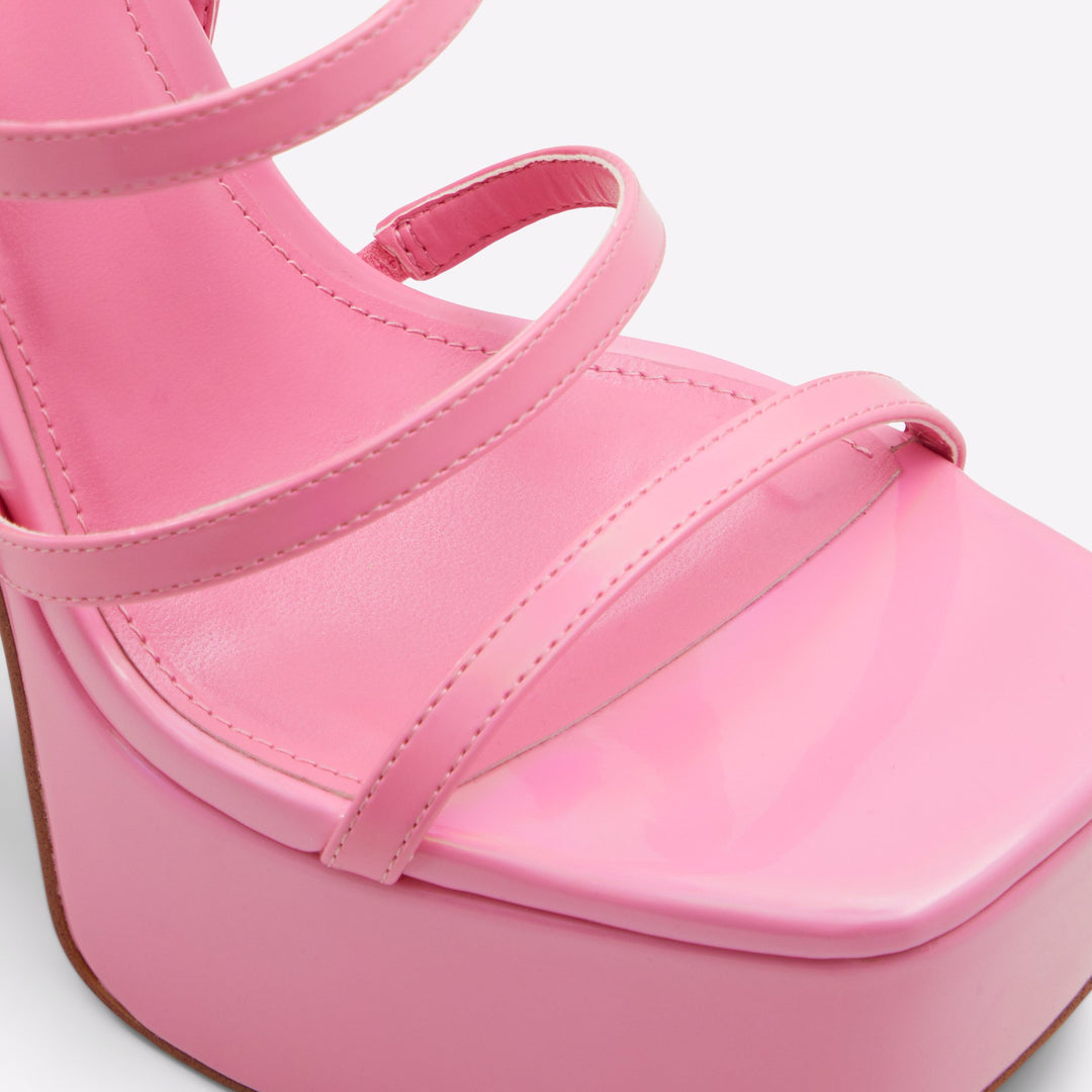 Sandálias em verniz rosa, salto em bloco com plataforma - DARLING