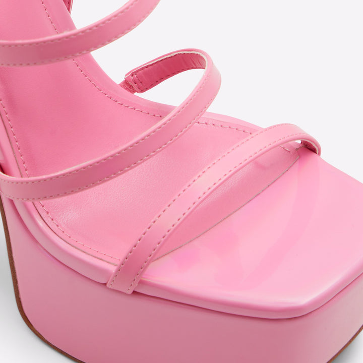 Sandálias em verniz rosa, salto em bloco com plataforma - DARLING