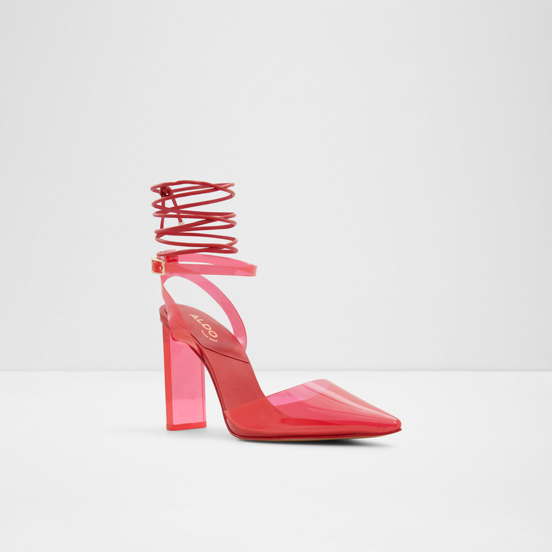 Sapatos em vermelho, salto em bloco - DELFINA