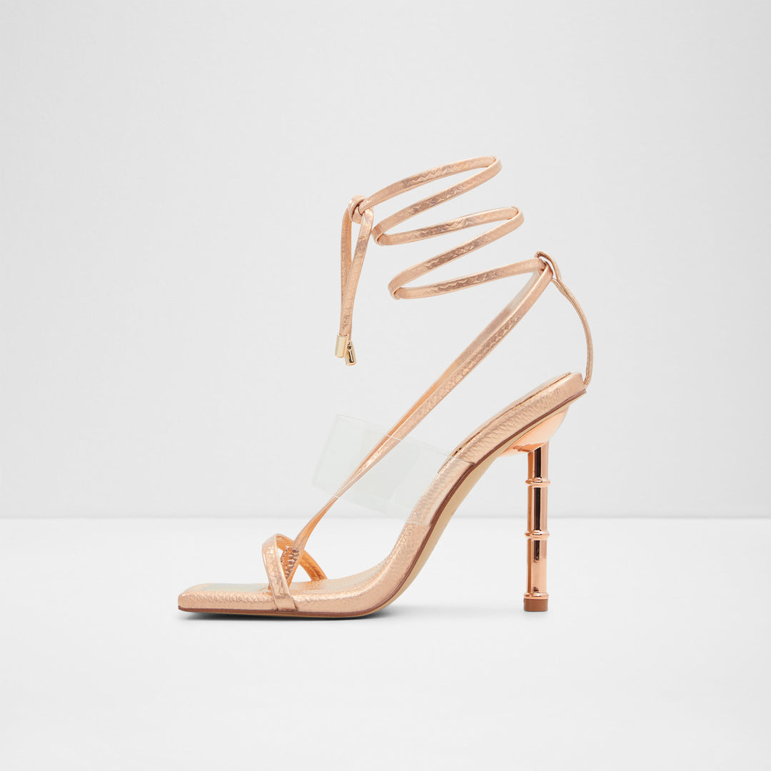 Sandálias em rosa dourado, salto fino - ELEKTRA