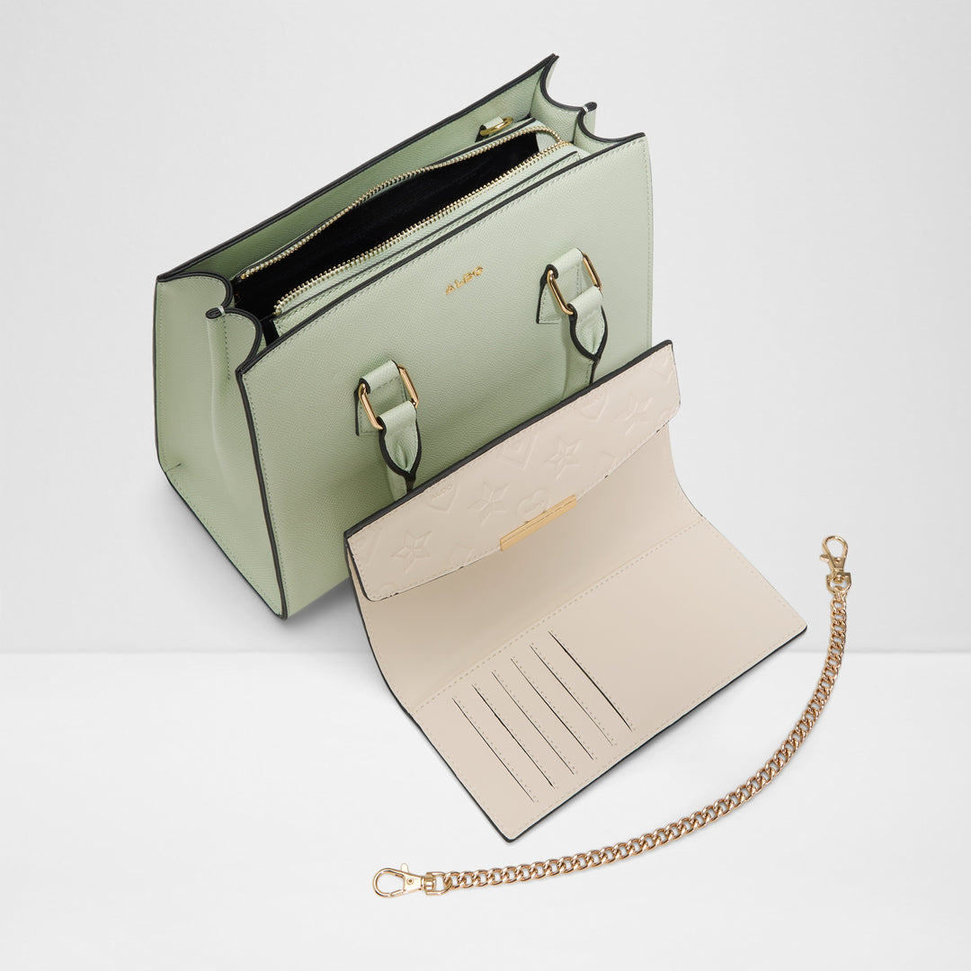 Bolsa de Mão ALDO Verde Menta com Carteira Removível e Corrente Dourada