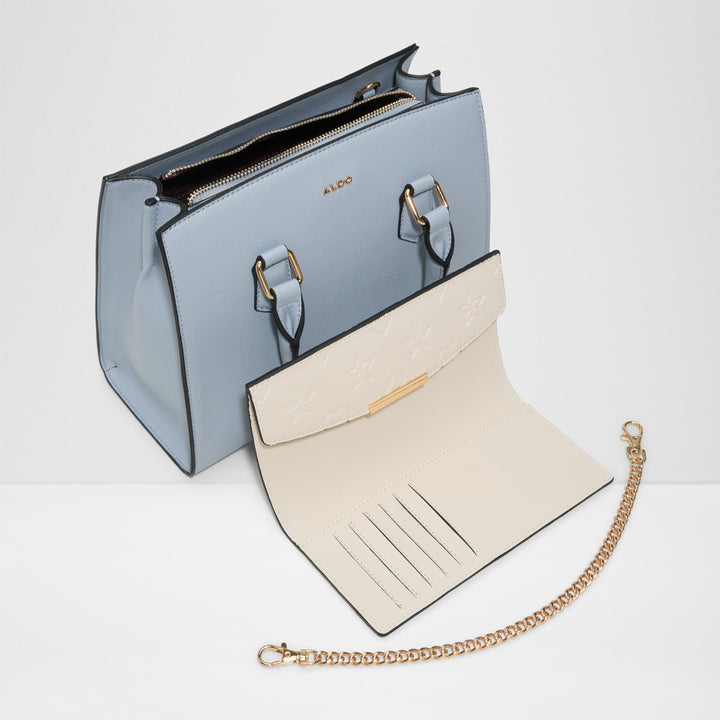 Bolsa de Mão ALDO Azul Claro com Carteira Removível e Corrente Dourada