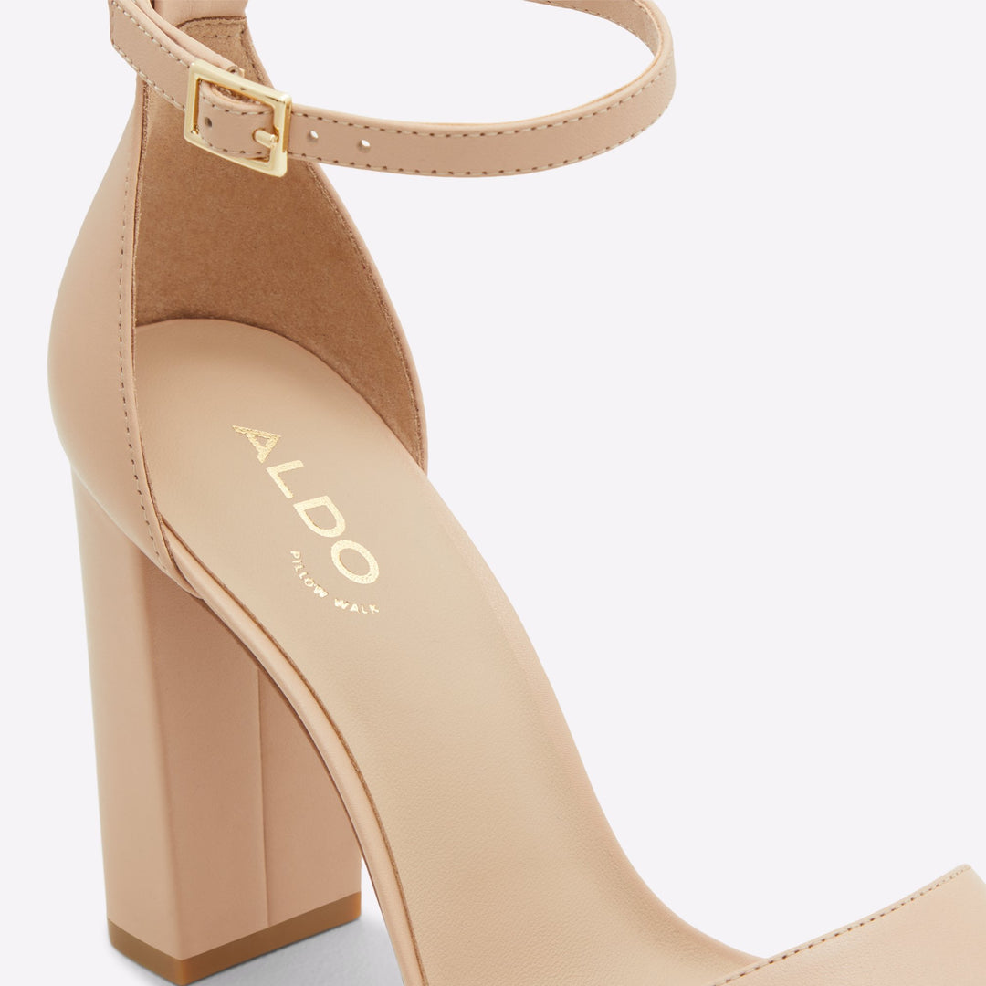 Sandálias em pele bege, salto em bloco - ENAEGYN