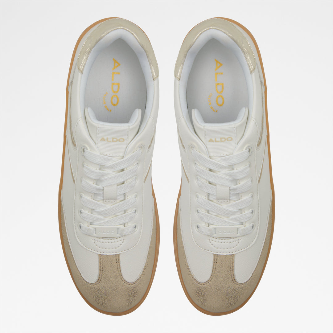 Sapatilhas rasas em branco e dourado - ERILG