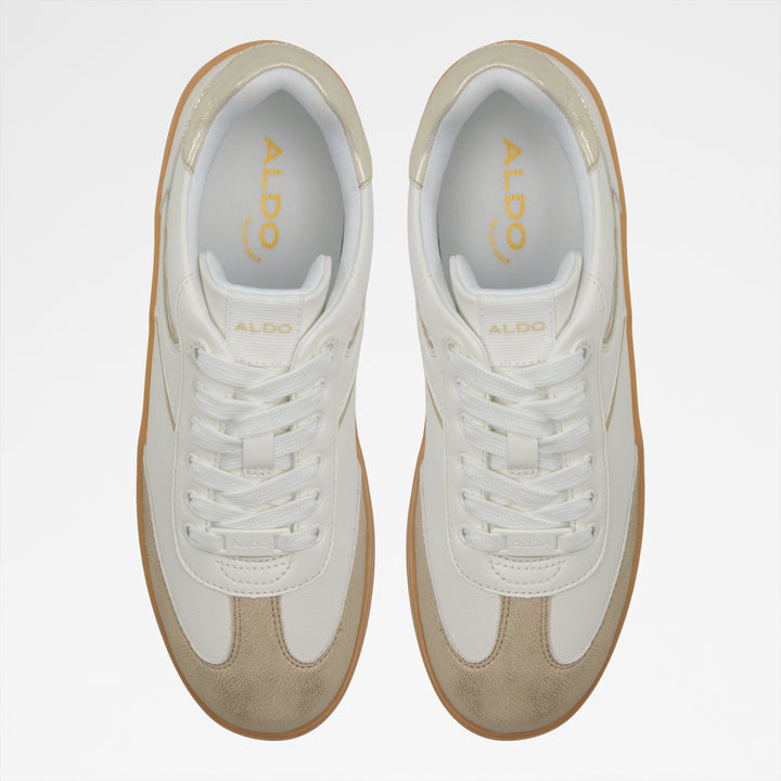 Sapatilhas rasas em branco e dourado - ERILG