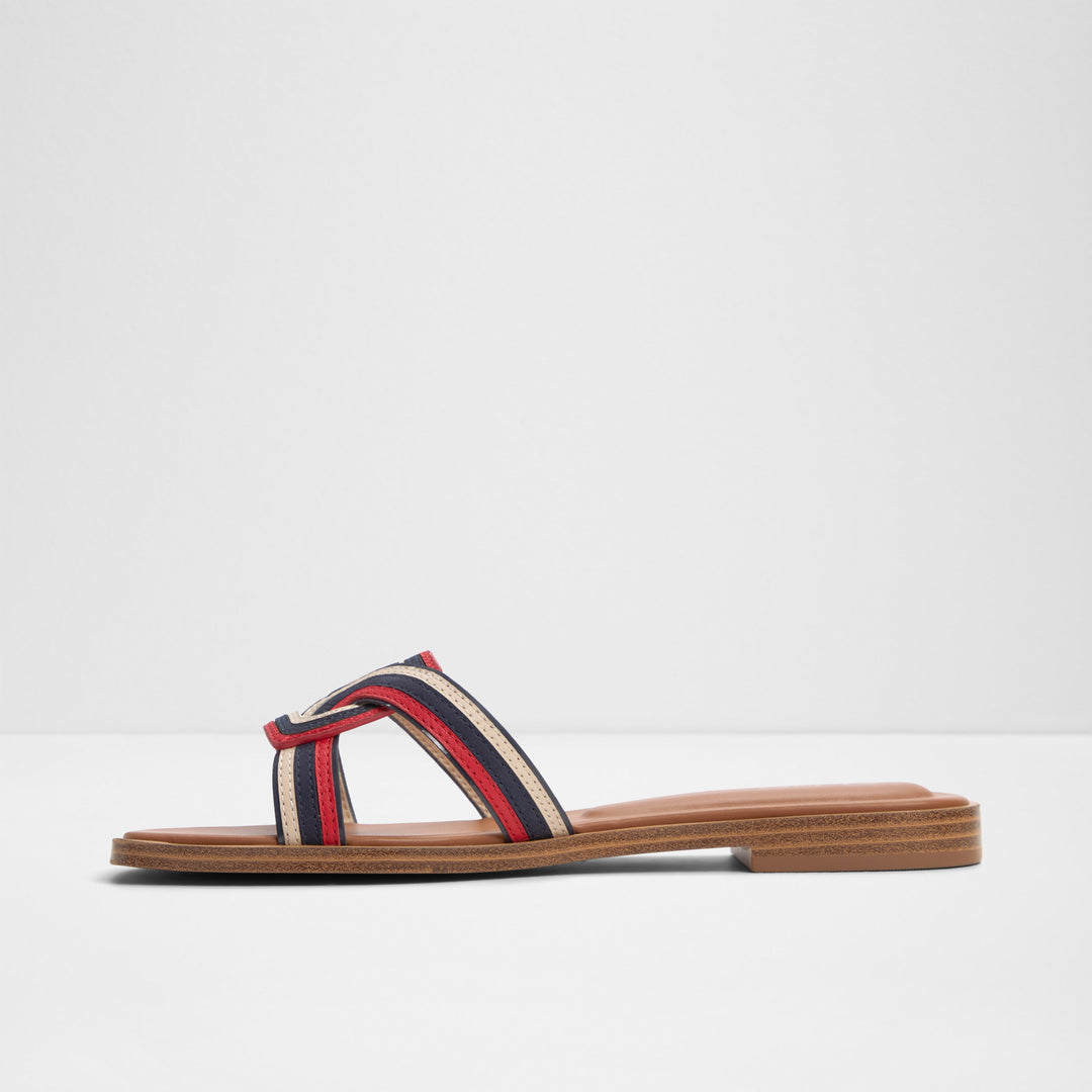 Sandálias rasas em pele azul marinho - EROK