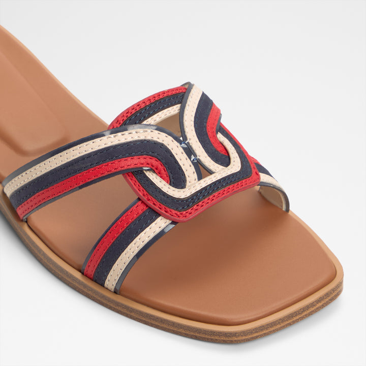 Sandálias rasas em pele azul marinho - EROK