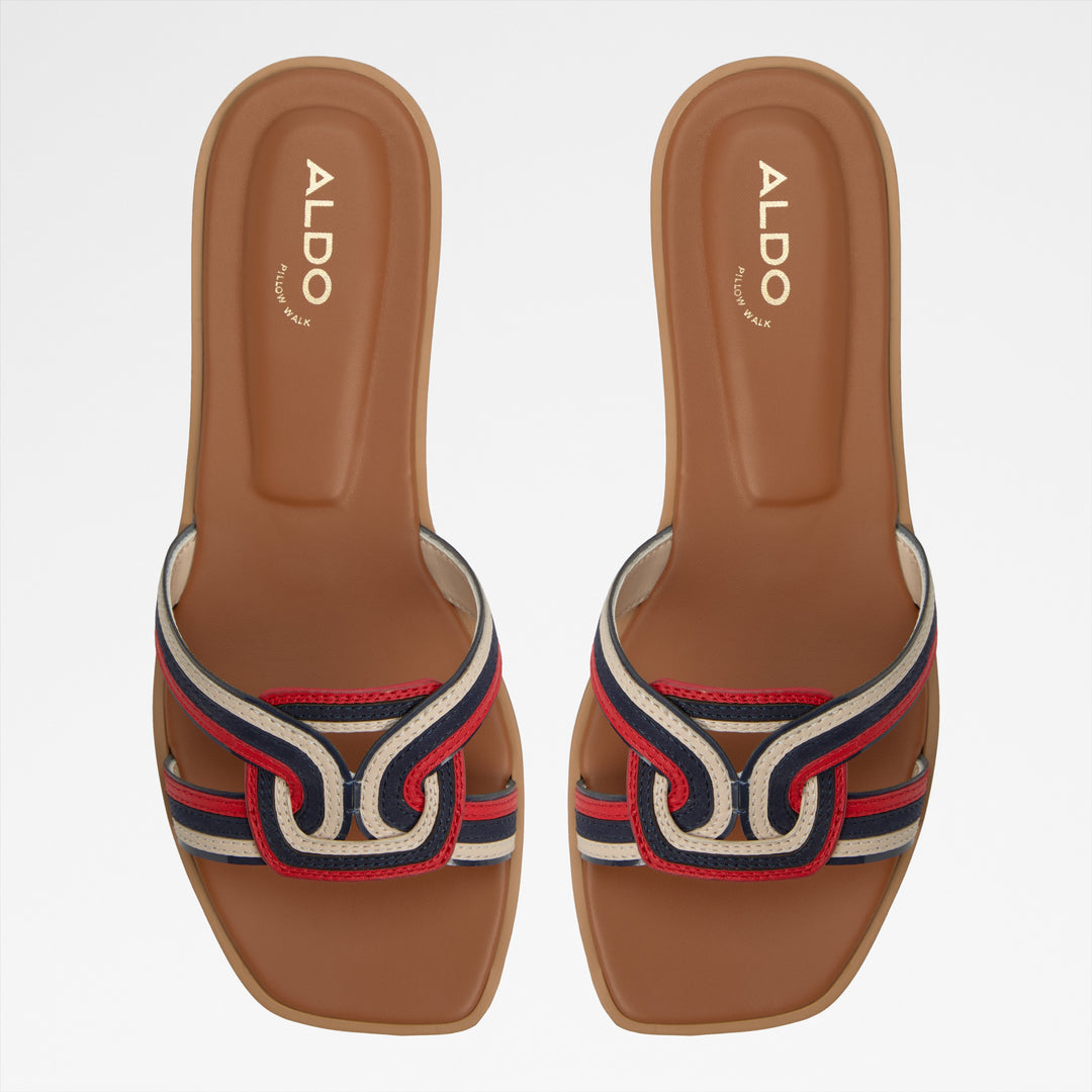 Sandálias rasas em pele azul marinho - EROK