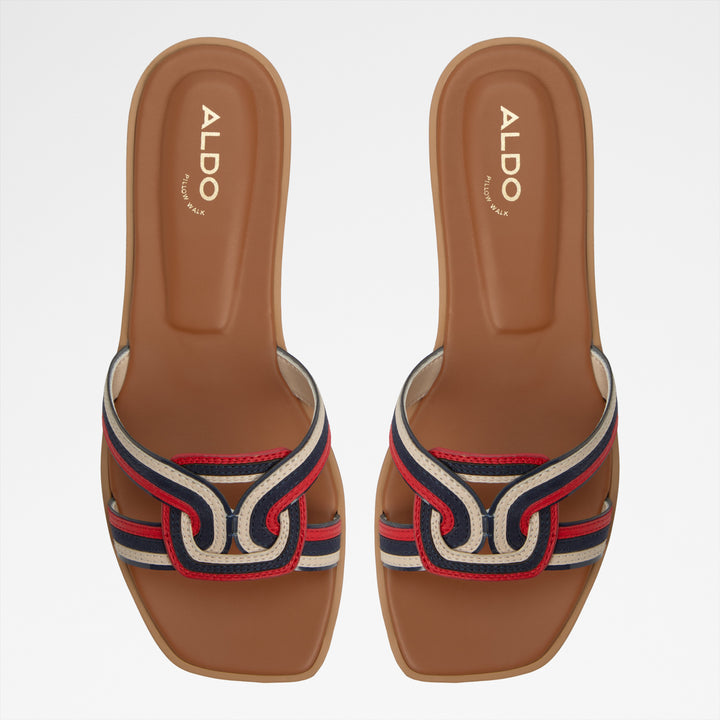 Sandálias rasas em pele azul marinho - EROK