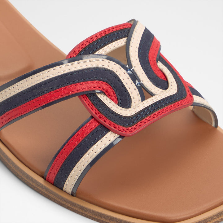 Sandálias rasas em pele azul marinho - EROK