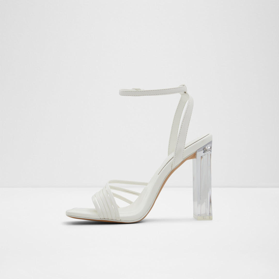 Sandálias em branco, salto em bloco - ESTELA