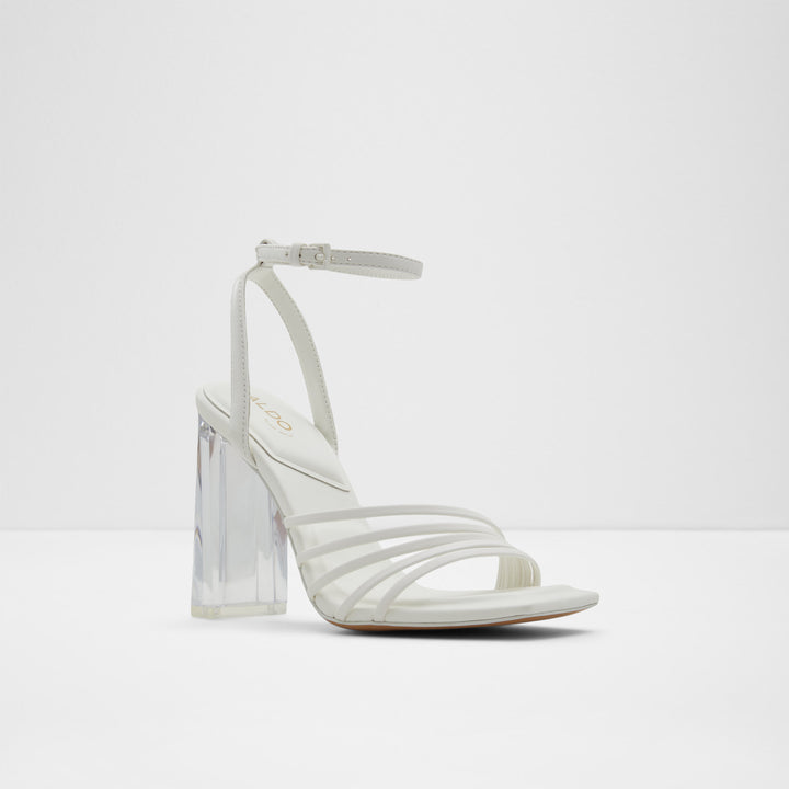 Sandálias em branco, salto em bloco - ESTELA