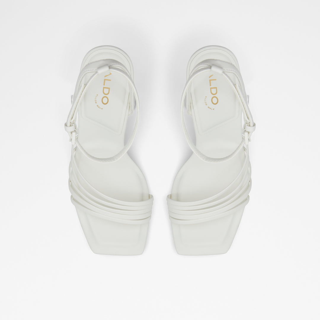 Sandálias em branco, salto em bloco - ESTELA
