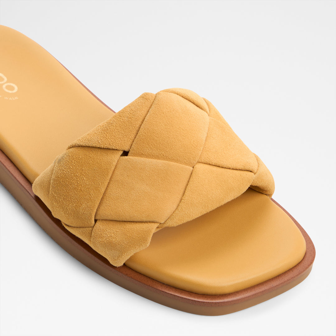 Sandálias rasas em pele amarelo - ESTERELLE