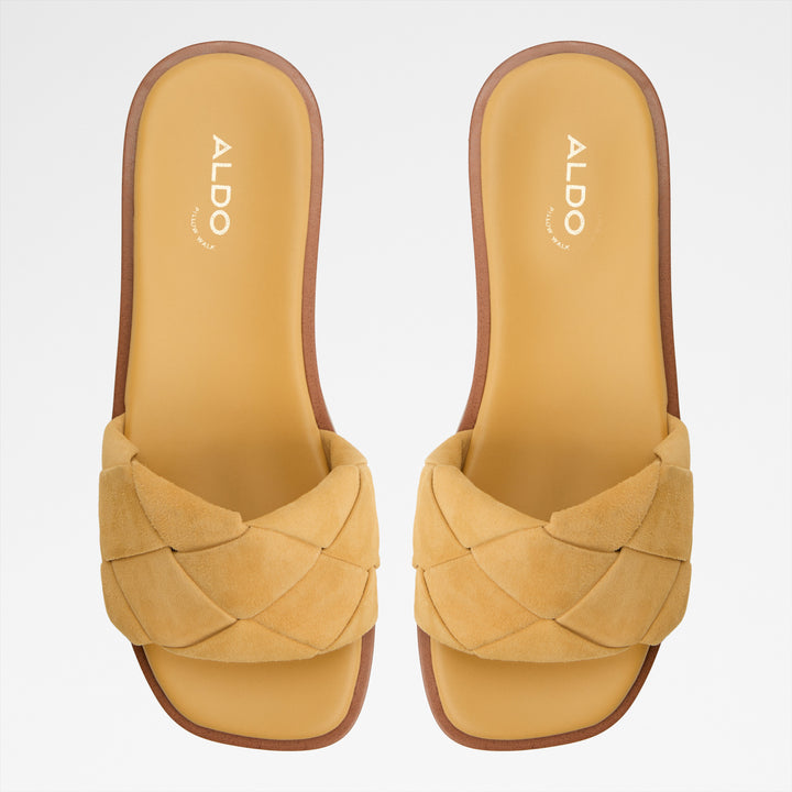 Sandálias rasas em pele amarelo - ESTERELLE
