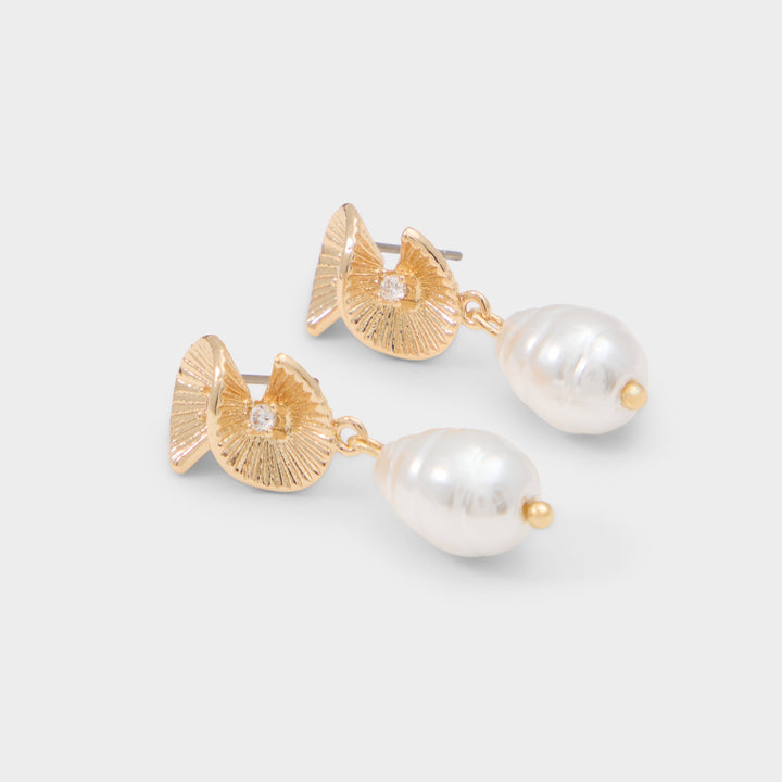 Brincos dourados com pérolas - FARIAPEARL