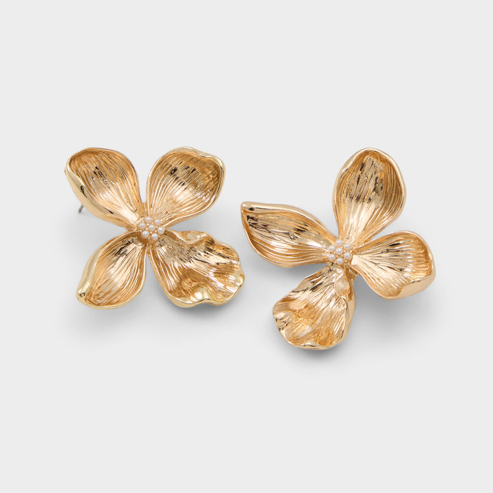 Brincos longos em dourado - FLORAPEARL