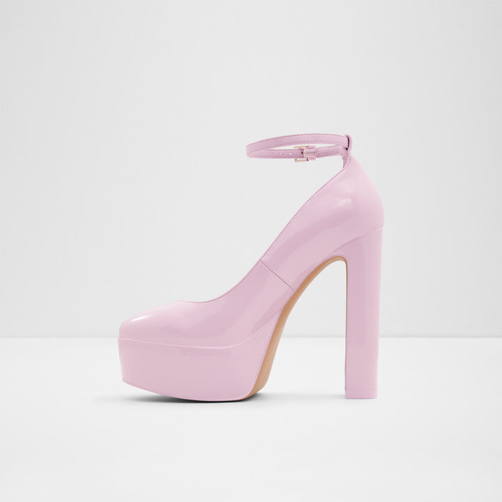 Sapatos em verniz rosa, salto em bloco com plataforma - FONDA