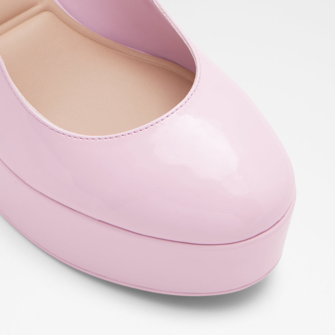 Sapatos em verniz rosa, salto em bloco com plataforma - FONDA