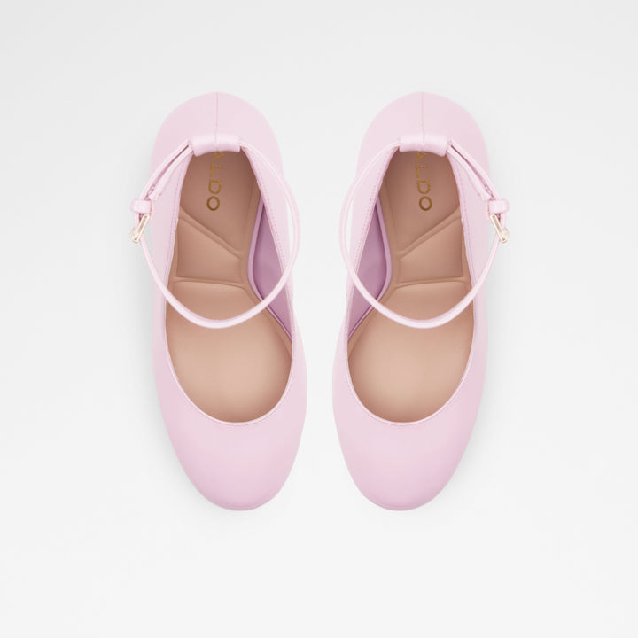 Sapatos em verniz rosa, salto em bloco com plataforma - FONDA