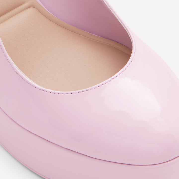 Sapatos em verniz rosa, salto em bloco com plataforma - FONDA