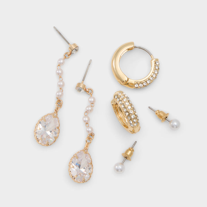 Conjunto de Brincos Mulher ALDO Dourados com Pérolas e Cristais