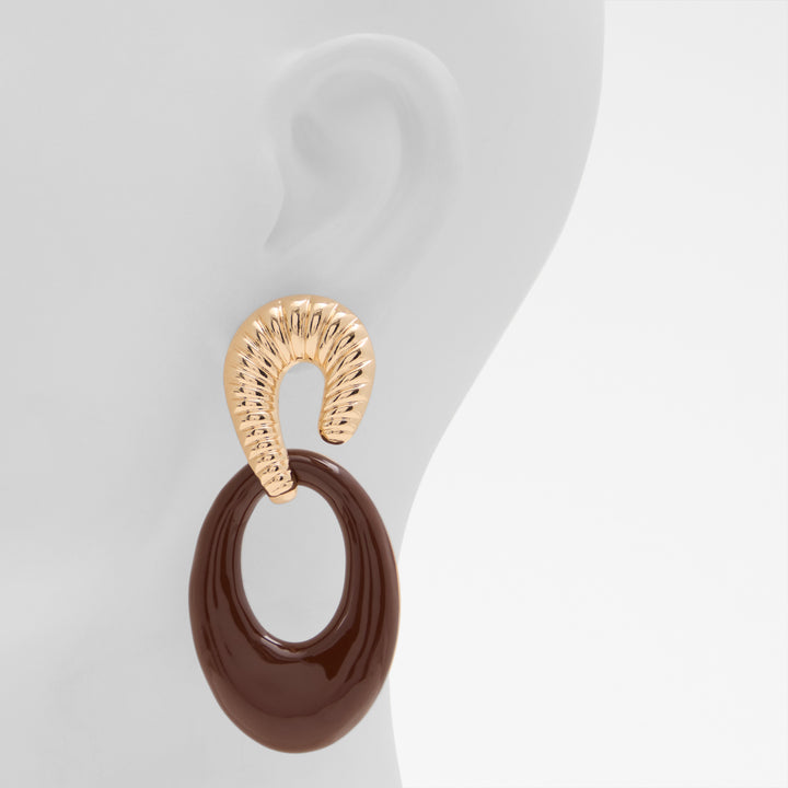 Brincos ALDO Dourados com Argola Oval Castanha