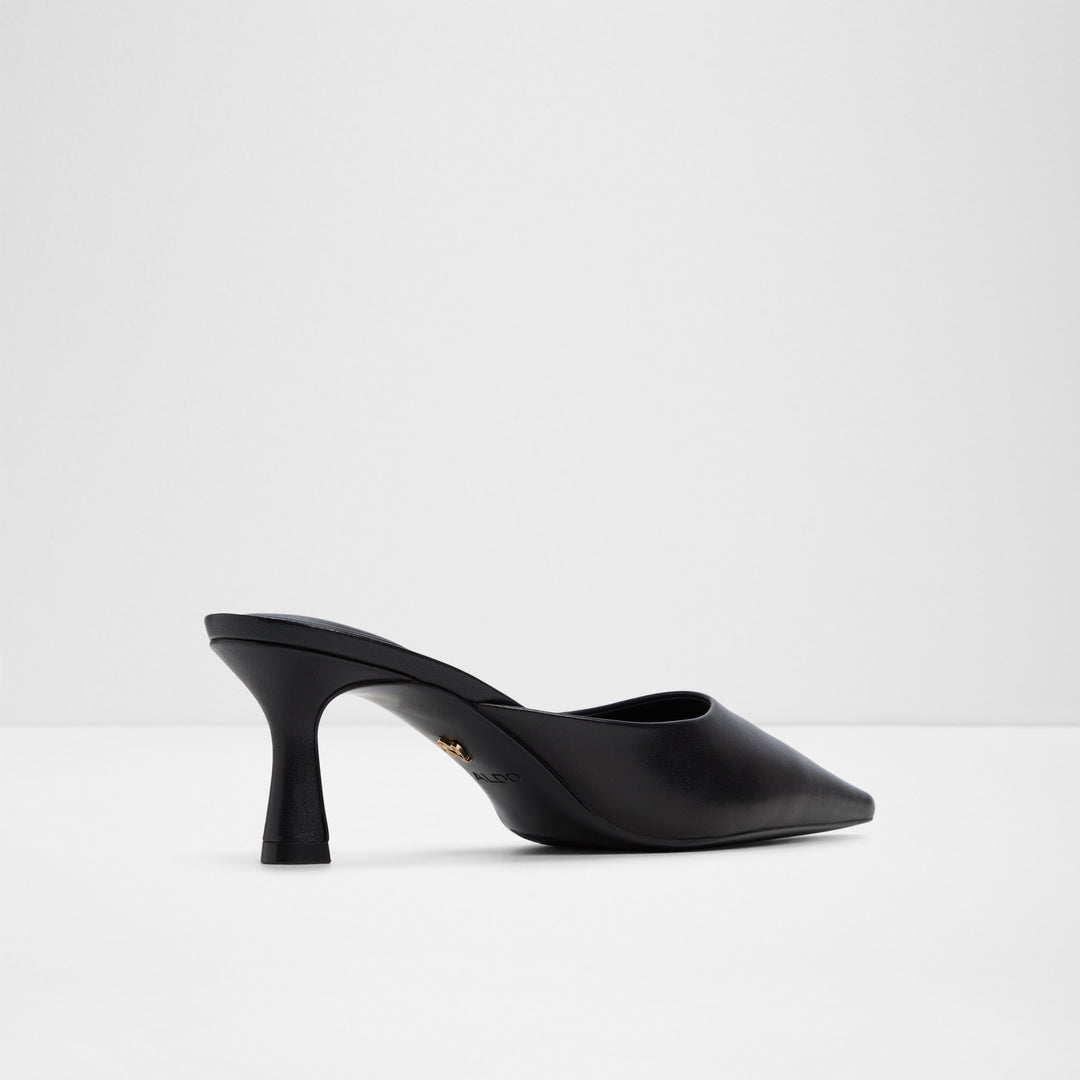 Mules em pele preto, salto em funil - GOLDENLIGHT