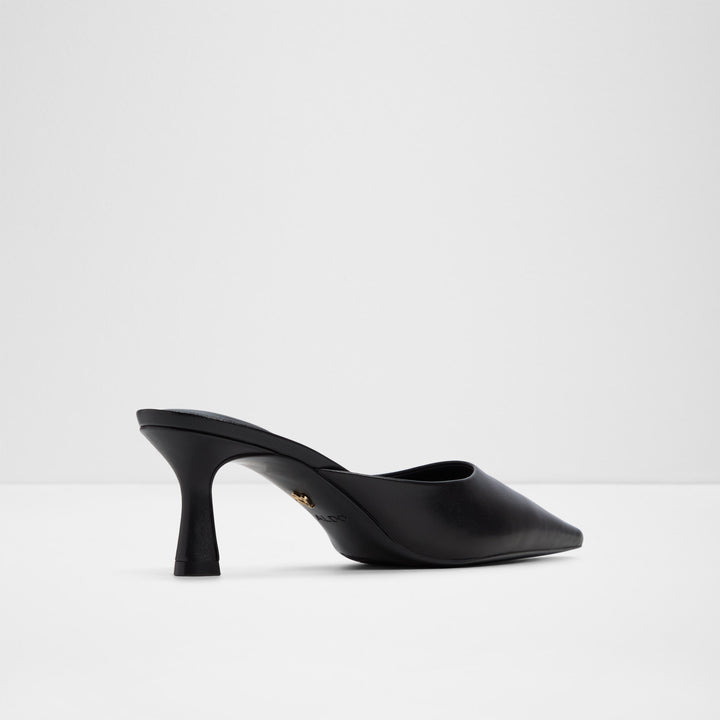 Mules em pele preto, salto em funil - GOLDENLIGHT