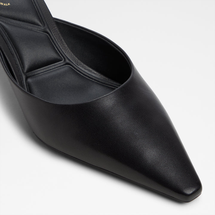 Mules em pele preto, salto em funil - GOLDENLIGHT