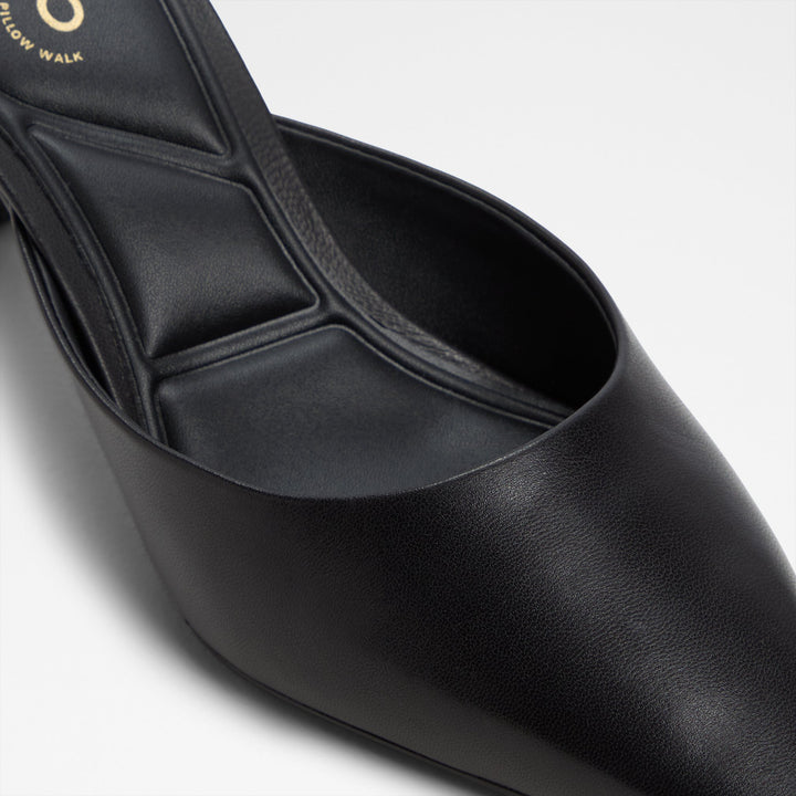 Mules em pele preto, salto em funil - GOLDENLIGHT