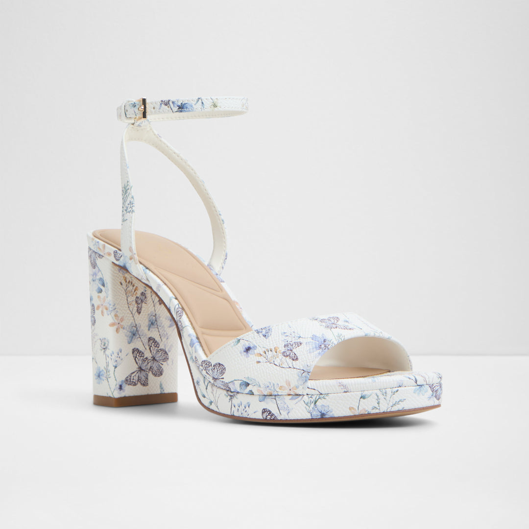 Sandálias em branco, salto em bloco - GRACIOUS