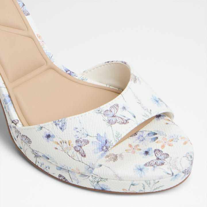 Sandálias em branco, salto em bloco - GRACIOUS