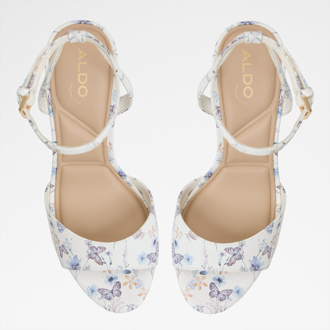 Sandálias em branco, salto em bloco - GRACIOUS