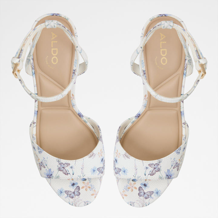 Sandálias em branco, salto em bloco - GRACIOUS