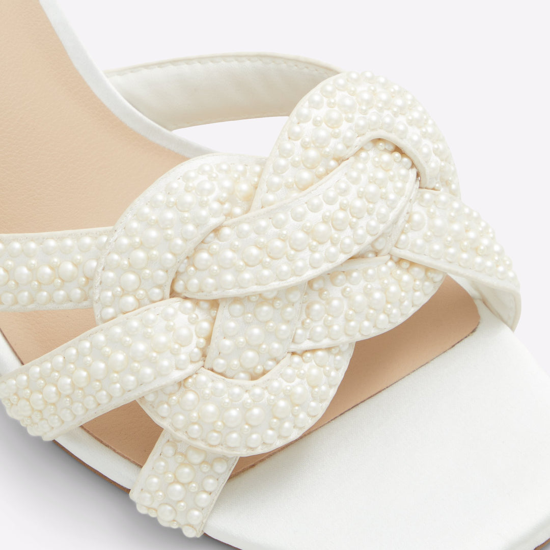 Mules em branco cru, salto em bloco - GRANDLY