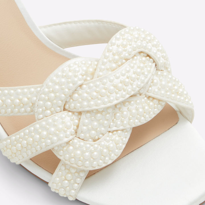 Mules em branco cru, salto em bloco - GRANDLY