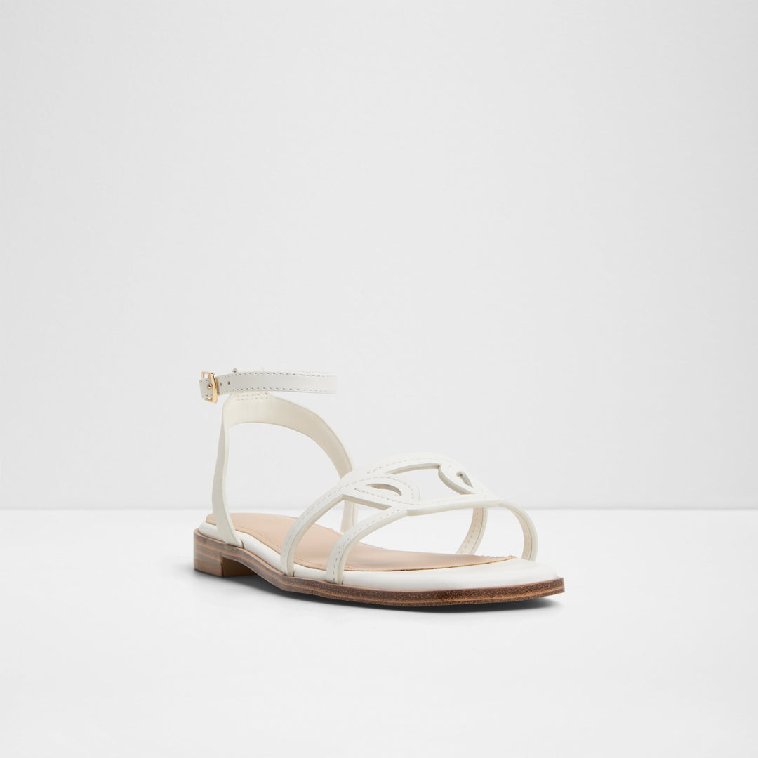 Sandálias rasas em pele branco - GREENGROVE