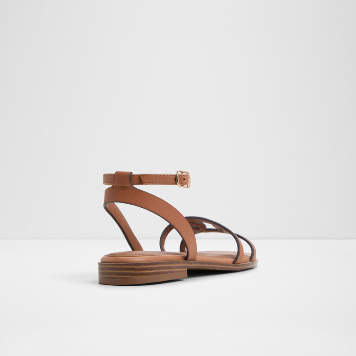 Sandálias rasas em pele cognac - GREENGROVE