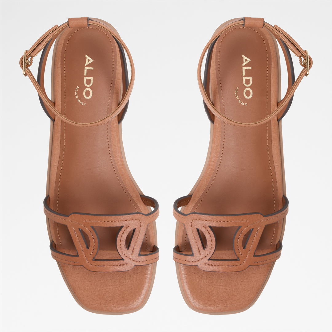 Sandálias rasas em pele cognac - GREENGROVE