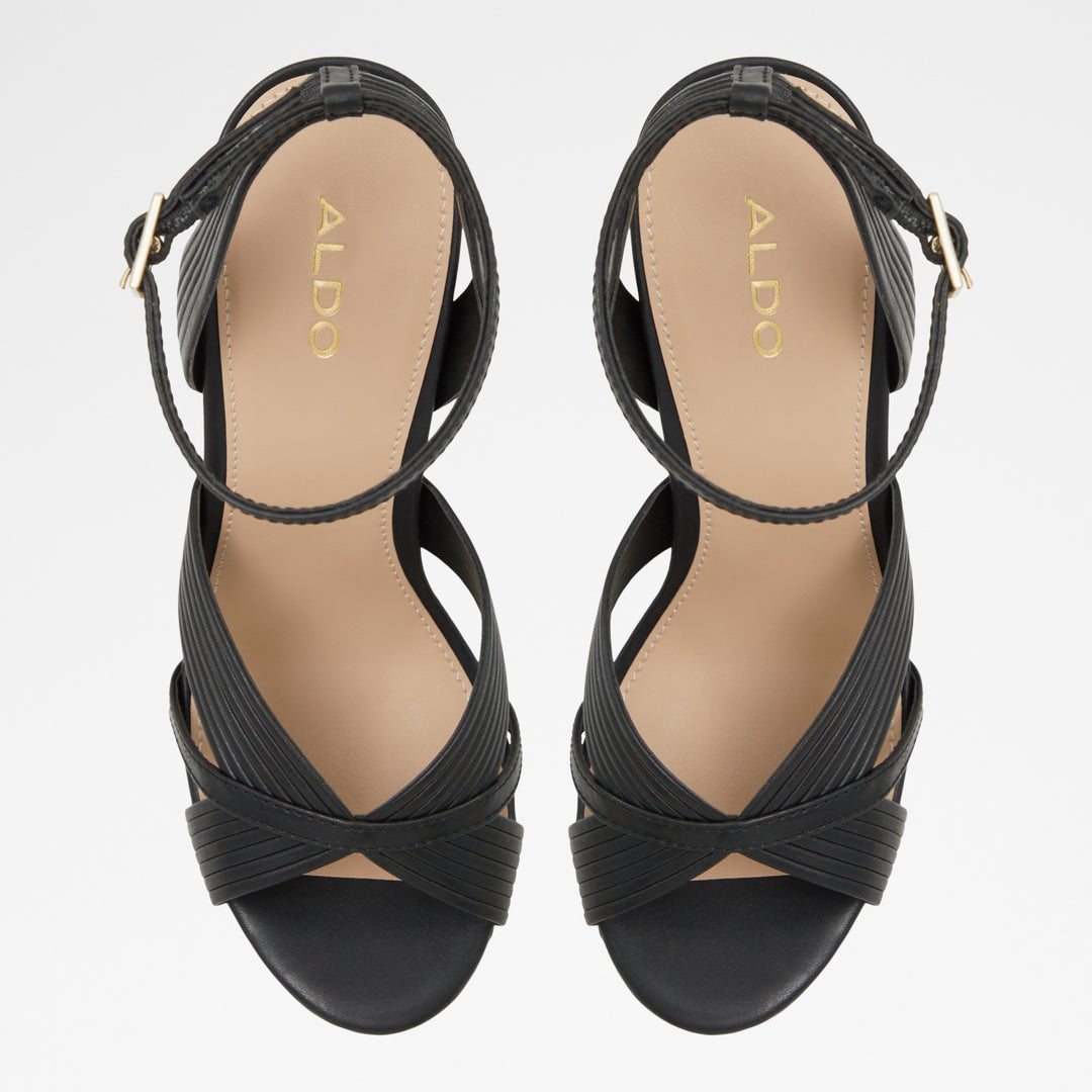 Sandálias em preto, salto em bloco com plataforma - HALLY