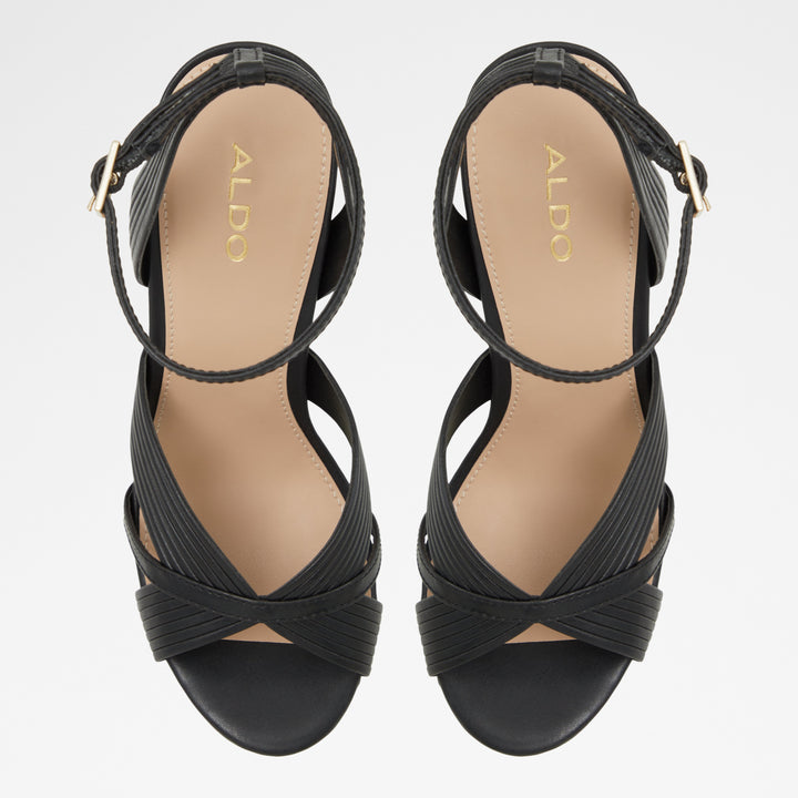 Sandálias em preto, salto em bloco com plataforma - HALLY